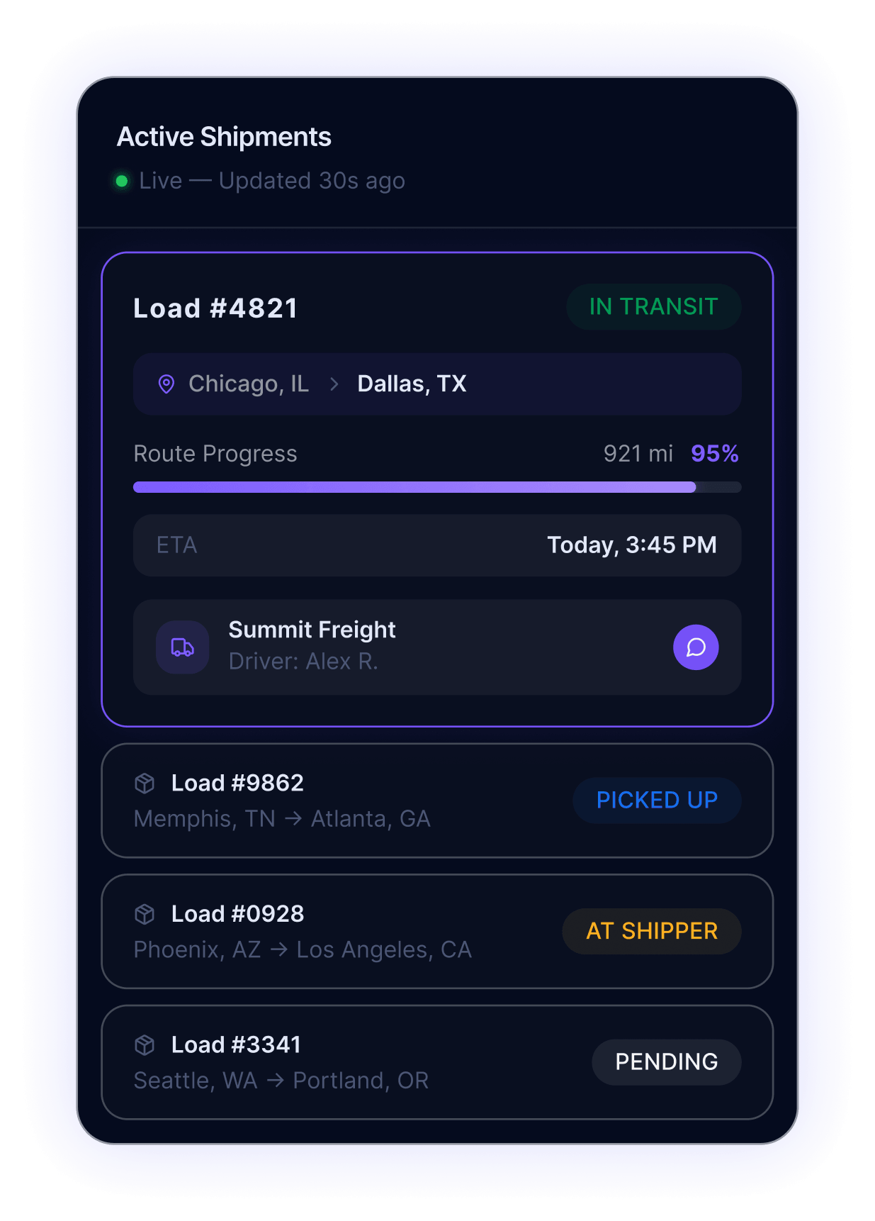 Broker Track Card