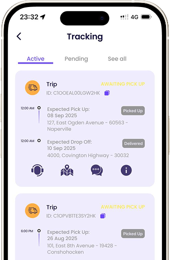 Just Tracking driver app on iPhone